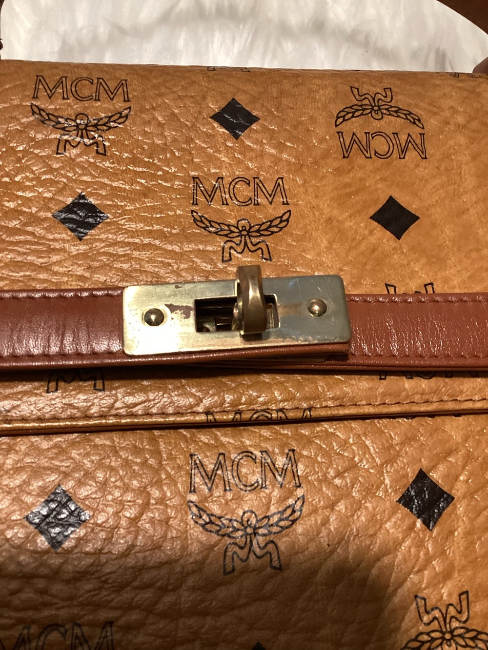 Vintage MCM Cognac Visetos Logo Top-Handle Bag - Picture 10 of 15
